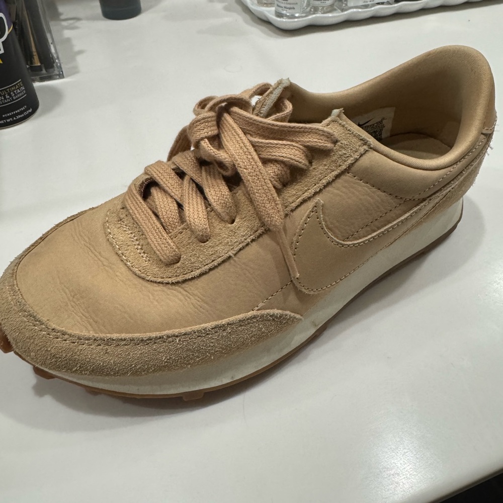 Nike sneakers. Size 8. Light Tan. Used once. Excellent condition.